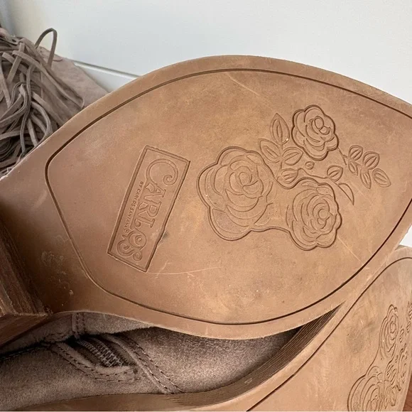 Carlos Santana Lever Doe Fringe Boots Gray Suede Western Cowgirl Festive 9.5 M - Picture 12 of 12